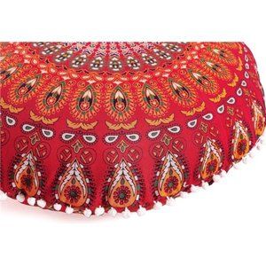 Floor Pillow Cushion Cover - Hippie Mandala Cushion Cover Large with Pom Poms